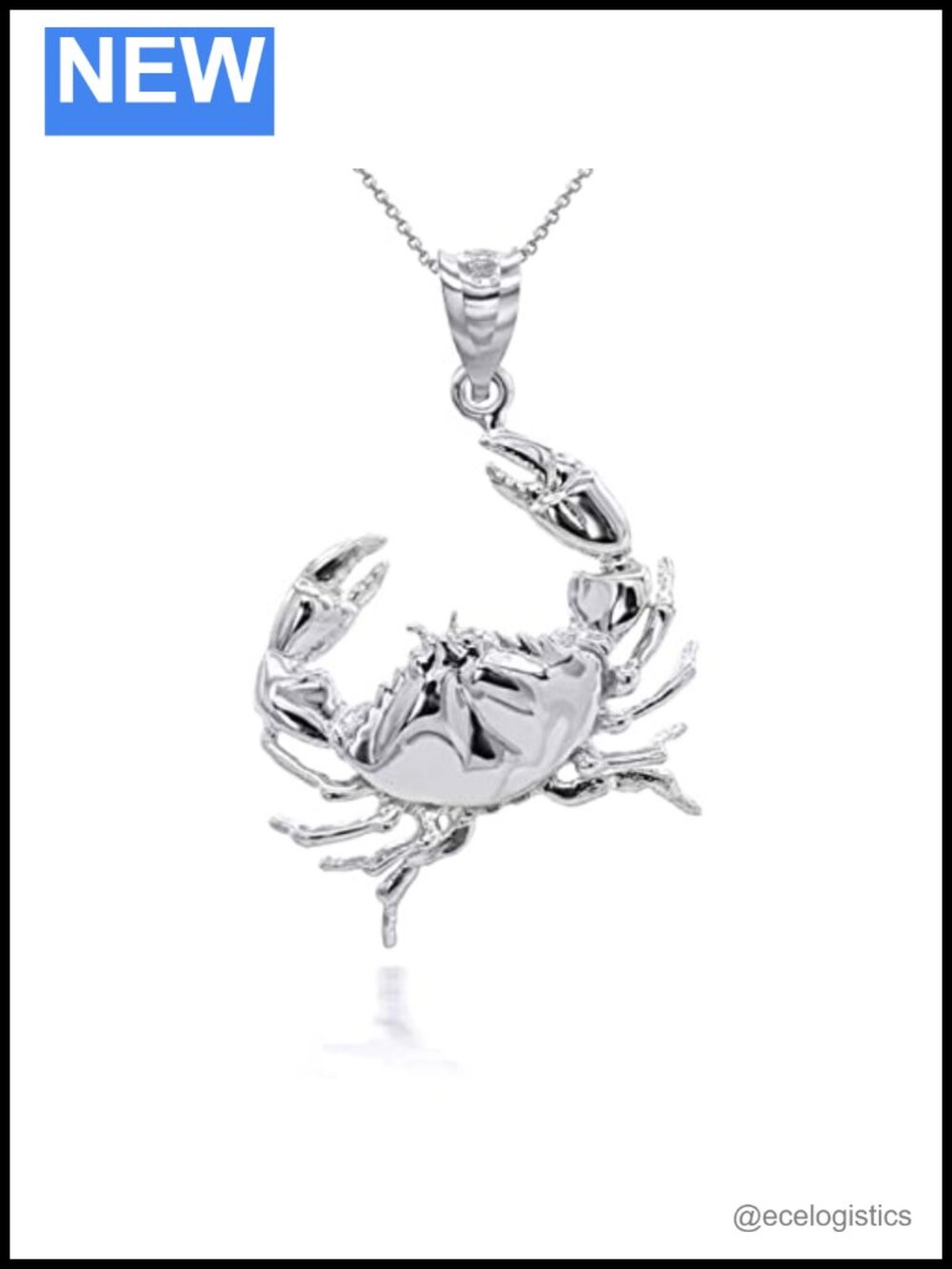 Sterling Silver Crab Charm Cancer Zodiac Pendant Necklace